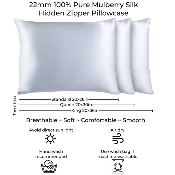 2 NEW 100% Mulberry Silk Pillowcase with hidden zipper - Picture 2 of 10